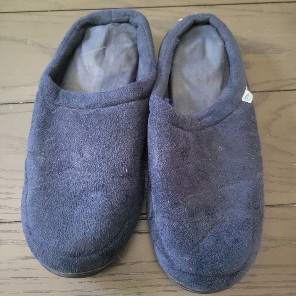 Comfort Pedic Mens Cozy Navy Blue Slippers 10 1/2 To 12